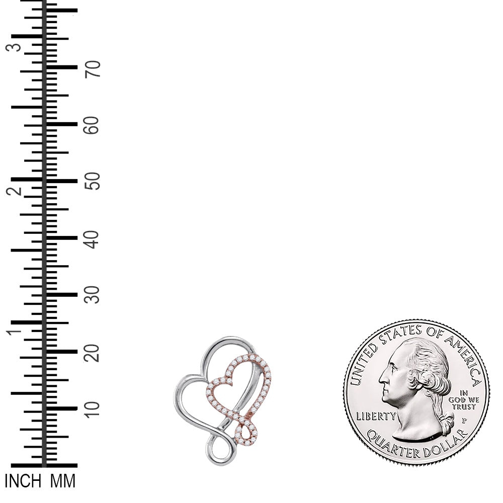 0.15 Ctw Natural Diamond Open Double Heart Pendant in 10k Rose Gold