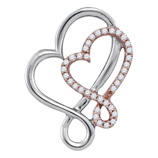 0.15 Ctw Natural Diamond Open Double Heart Pendant in 10k Rose Gold