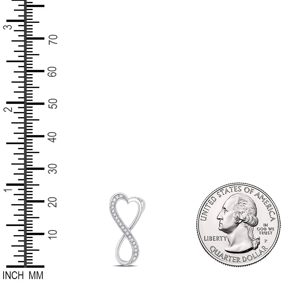 0.1 Ctw Natural Diamond Heart Inifinity Pendant in 10k White Gold