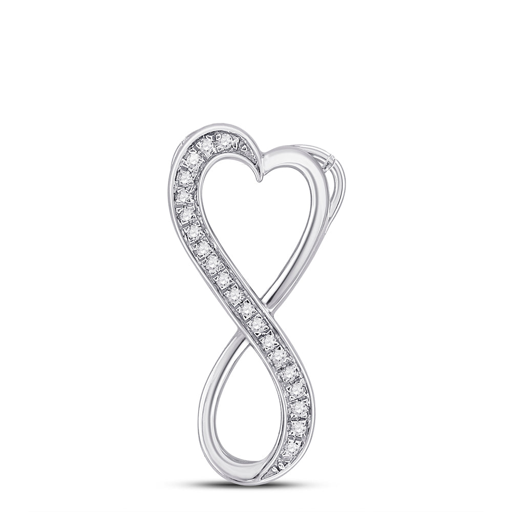 0.1 Ctw Natural Diamond Heart Inifinity Pendant in 10k White Gold