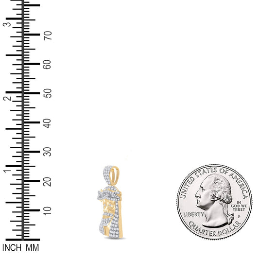 0.75 Ctw Natural Diamond Jesus Religious Pendant in 10k Yellow Gold