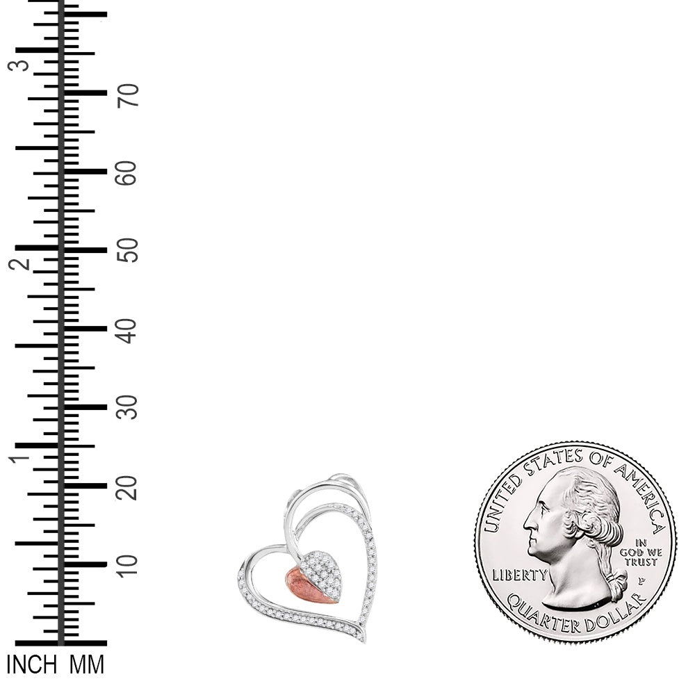 0.15 Ctw Natural Diamond Open Double Heart Pendant in 10k White Gold