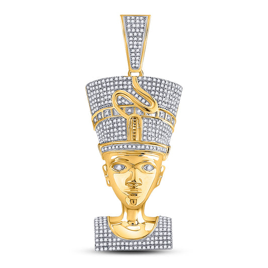 1.35 Ctw Natural Diamond Nefertiti  Egypt Pendant in 10k Yellow Gold