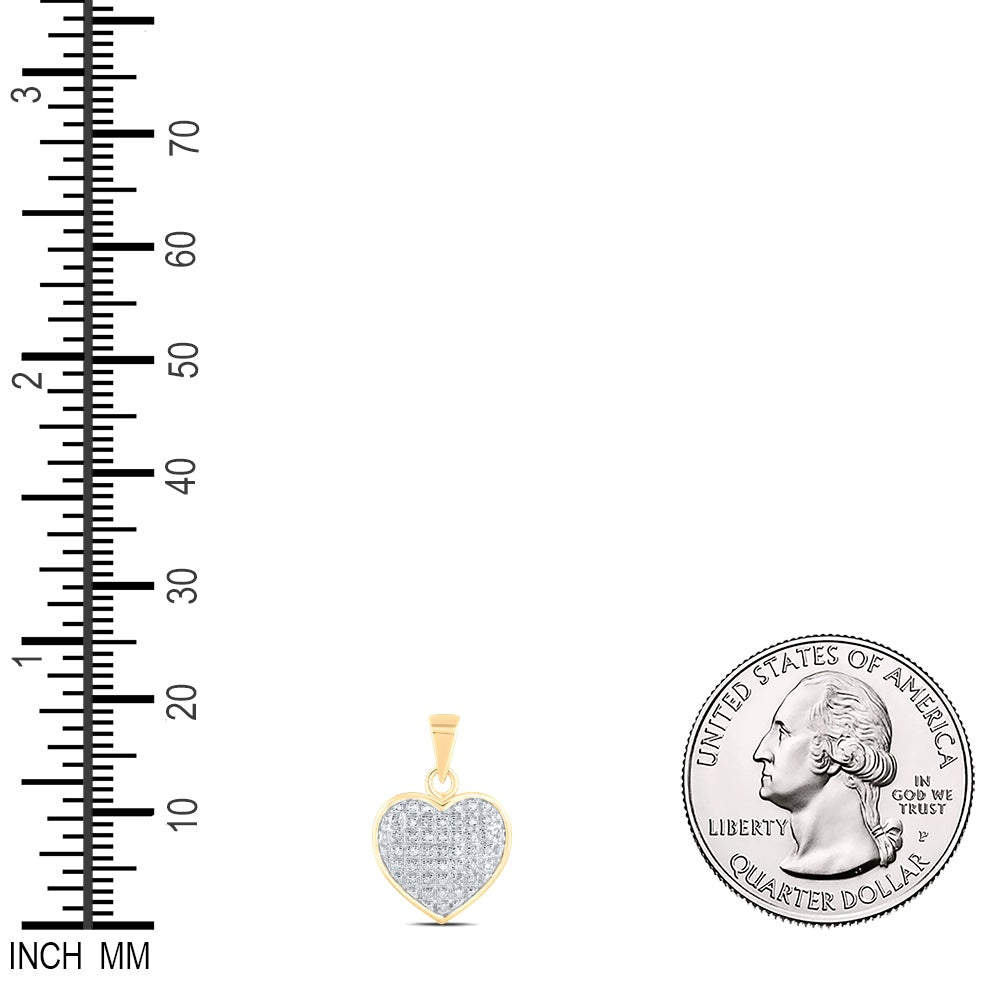 0.1 Ctw Natural Diamond Cluster Heart Pendant in 10k Yellow Gold
