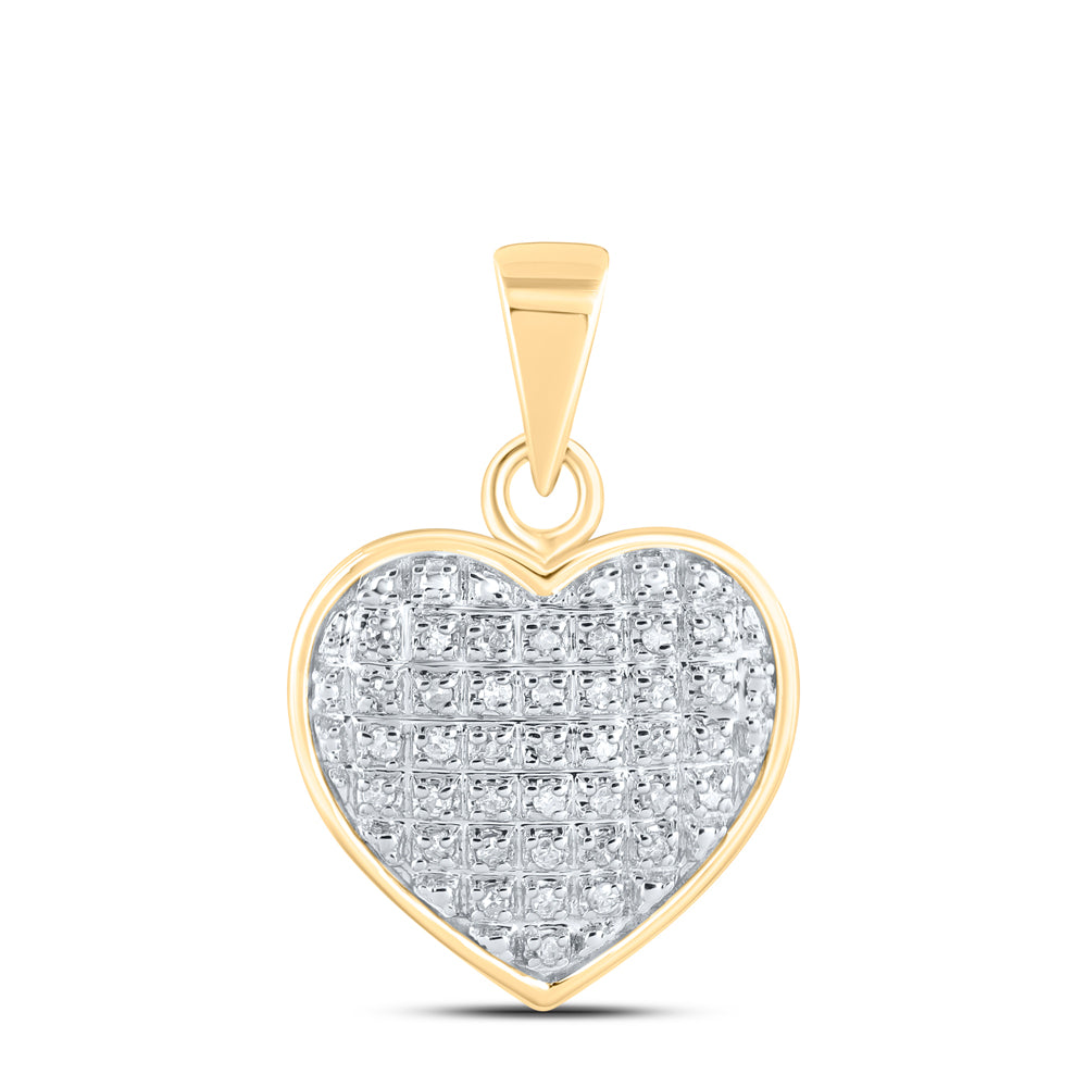 0.1 Ctw Natural Diamond Cluster Heart Pendant in 10k Yellow Gold