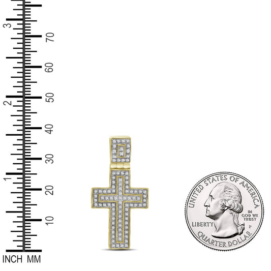 0.25 Ctw Natural Diamond Cross Religious Pendant in 10k Yellow Gold