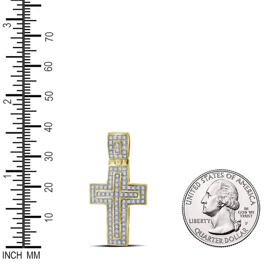 0.25 Ctw Natural Diamond Cross Religious Pendant in 10k Yellow Gold