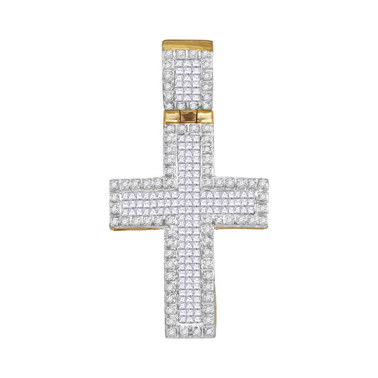 0.95 Ctw Natural Diamond Cross Religious Pendant in 10k Yellow Gold