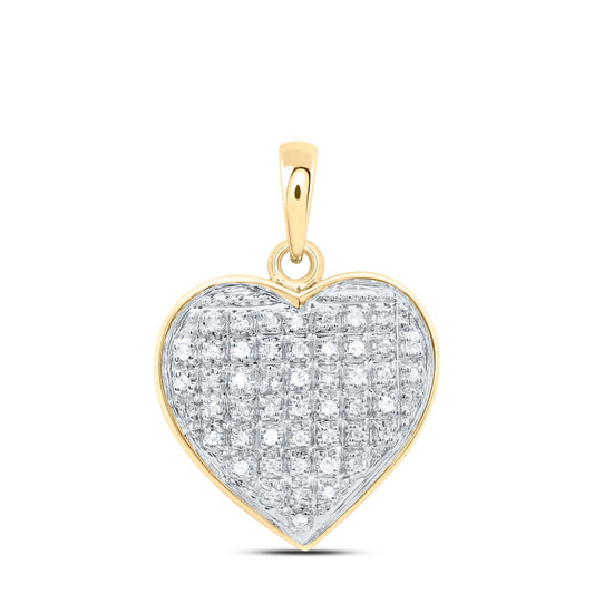 0.15 Ctw Natural Diamond Cluster Heart Pendant in 10k Yellow Gold