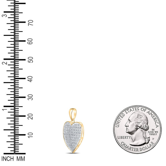 0.25 Ctw Natural Diamond Cluster Heart Pendant in 10k Yellow Gold