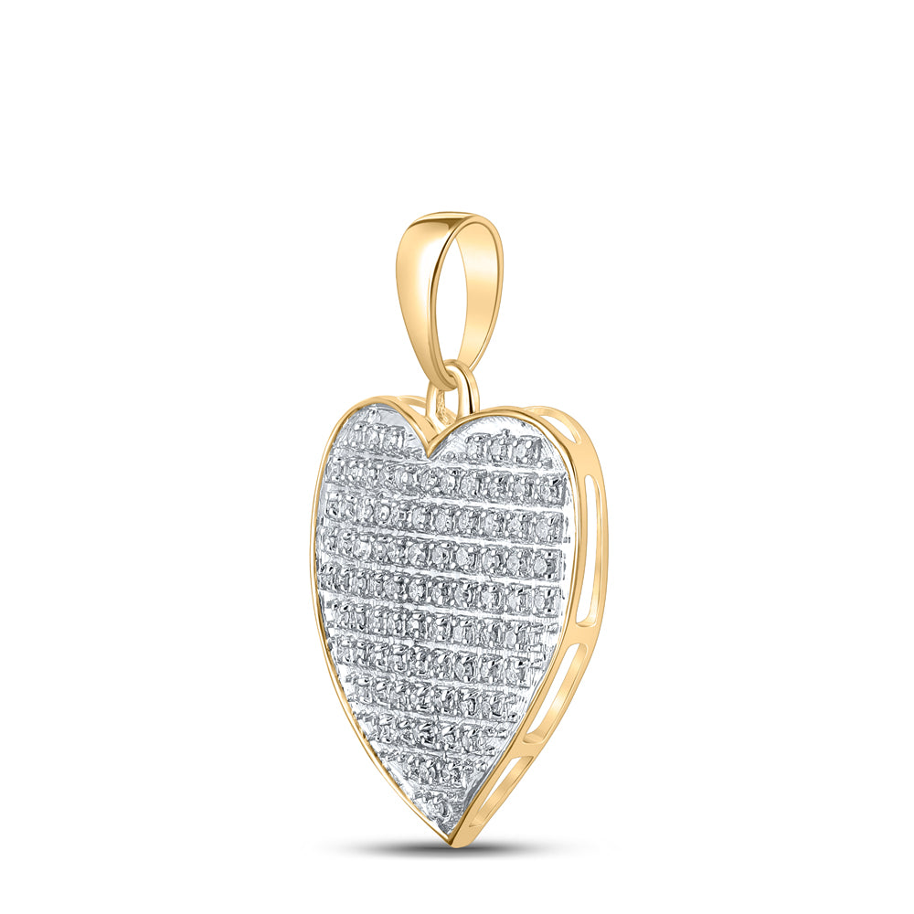 0.25 Ctw Natural Diamond Cluster Heart Pendant in 10k Yellow Gold