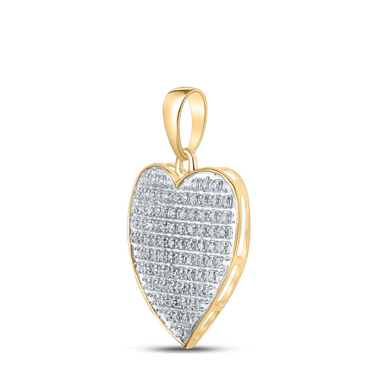 0.25 Ctw Natural Diamond Cluster Heart Pendant in 10k Yellow Gold