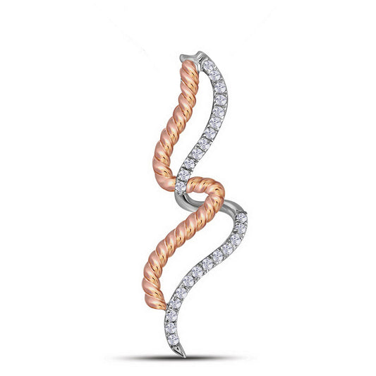 0.1 Ctw Natural Diamond Wavy Intertwined S-Shape Pendant in 10k Two-tone Gold