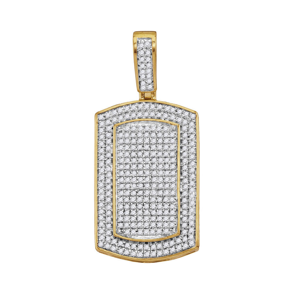 0.85 Ctw Natural Diamond Cluster Dogtag Pendant in 10k Yellow Gold