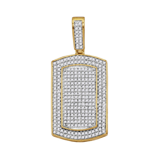 0.85 Ctw Natural Diamond Cluster Dogtag Pendant in 10k Yellow Gold