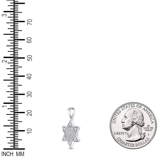 0.22 Ctw Natural Diamond Cluster Star Of David Pendant in 10k White Gold