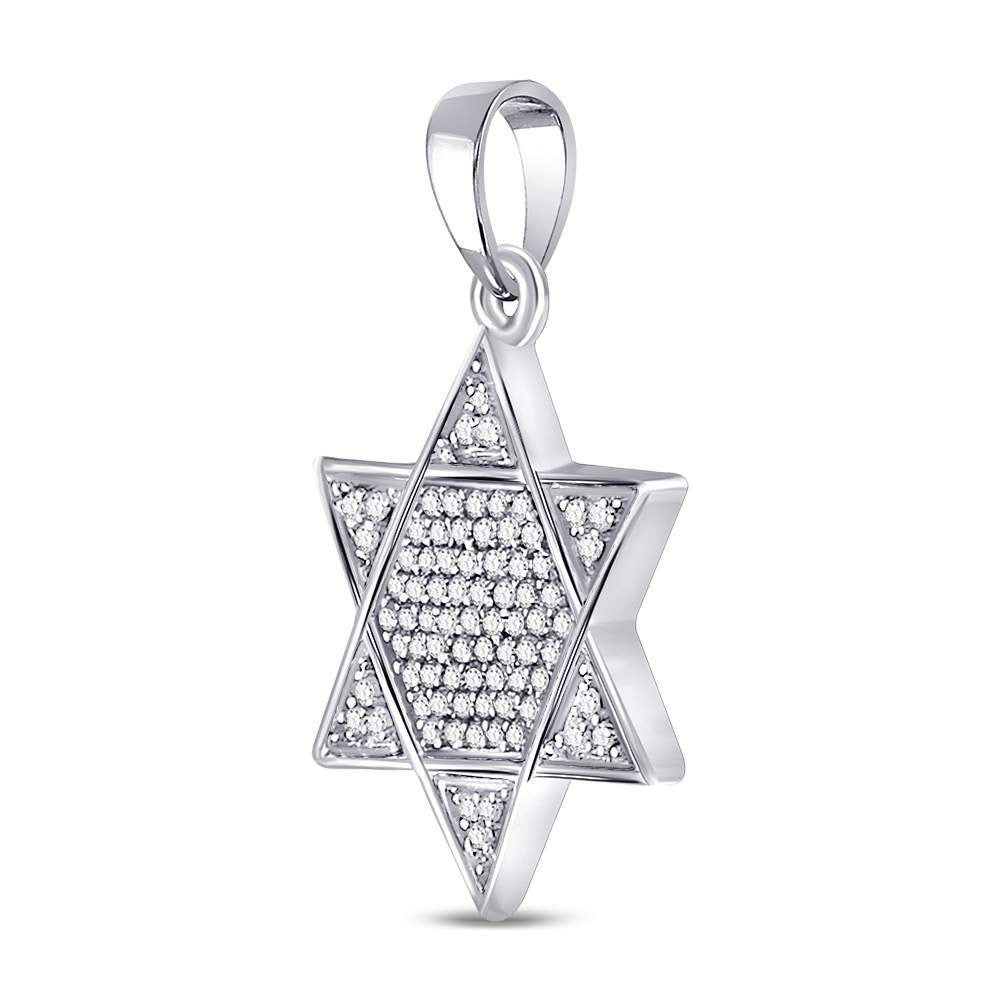 0.22 Ctw Natural Diamond Cluster Star Of David Pendant in 10k White Gold