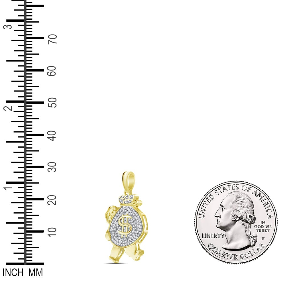 0.24 Ctw Natural Diamond Hiphop Money Walking Getting Paid Pendant in 10k Yellow Gold