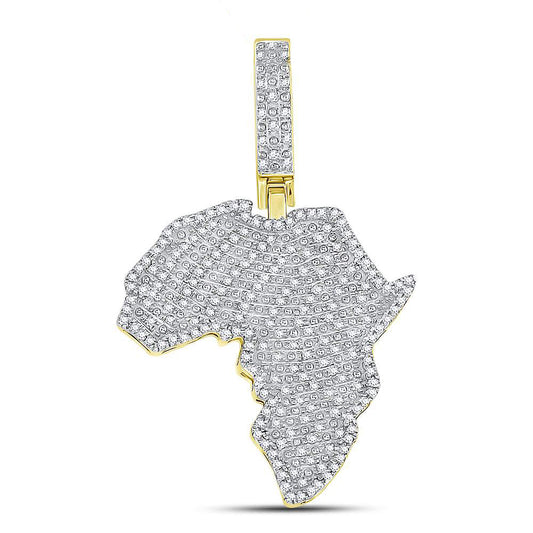 0.62 Ctw Natural Diamond Africa Continent Map Pendant in 10k Yellow Gold