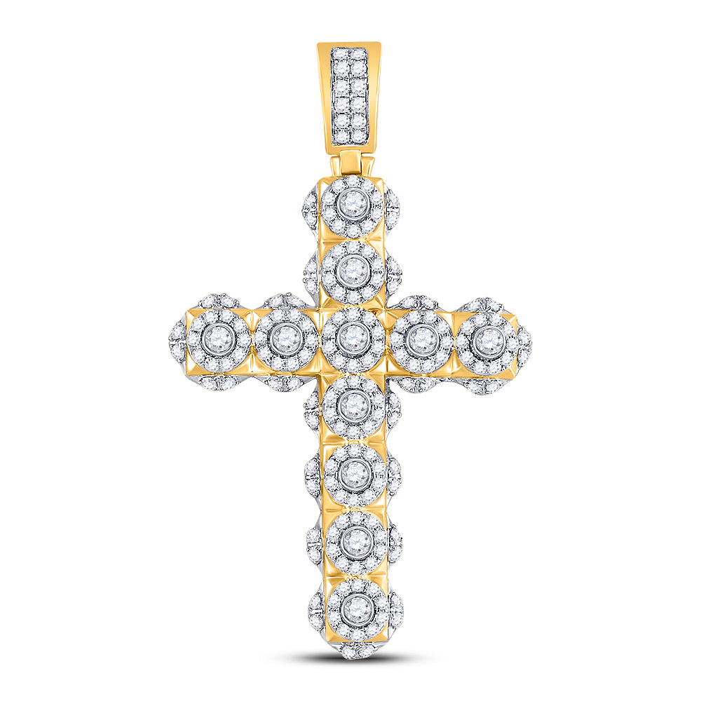 1.96 Ctw Natural Diamond Ankh Pendant in 14k Yellow Gold