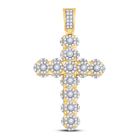 1.96 Ctw Natural Diamond Ankh Pendant in 14k Yellow Gold