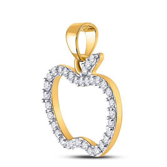 0.18 Ctw Natural Diamond Open Apple Pendant in 10k Rose Gold