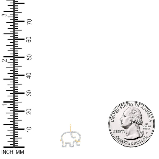 0.15 Ctw Natural Diamond Open Outline Elephant Pendant in 10k Yellow Gold