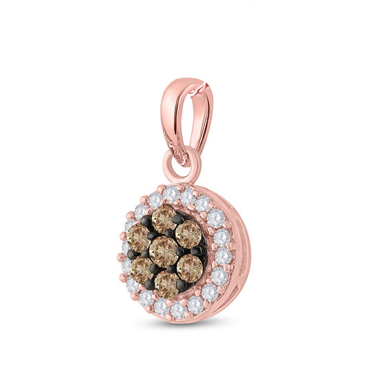 0.4 Ctw Natural Diamond Brown Diamond Round Shaped  Pendant in 10k Rose Gold