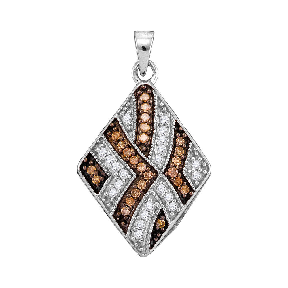 0.33 Ctw Natural Diamond Rhombus Diamond Shape Pendant in 10k White Gold