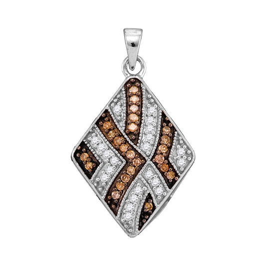 0.33 Ctw Natural Diamond Rhombus Diamond Shape Pendant in 10k White Gold