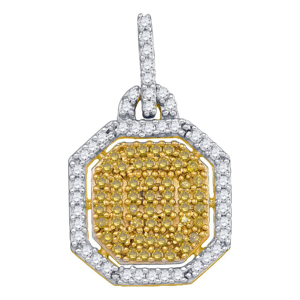 0.53 Ctw Natural Diamond Yellow Octagone Gift Pendant in 10k Yellow Gold