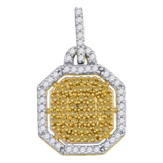 0.53 Ctw Natural Diamond Yellow Octagone Gift Pendant in 10k Yellow Gold
