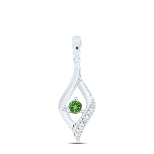 0.2 Ctw Natural Diamond Peridot and Diamond Accent Twist Pendant in Sterling Silver