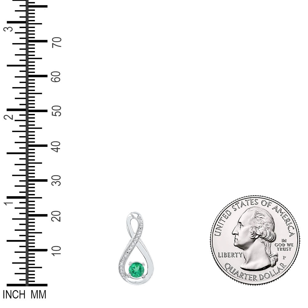 0.56 Ctw Natural Diamond Green Teardrop Pendant in Sterling Silver