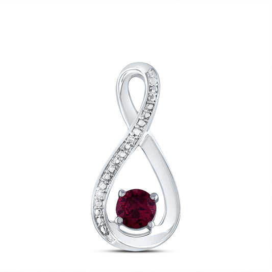 0.61 Ctw Natural Diamond Red Infinity Pendant in Sterling Silver