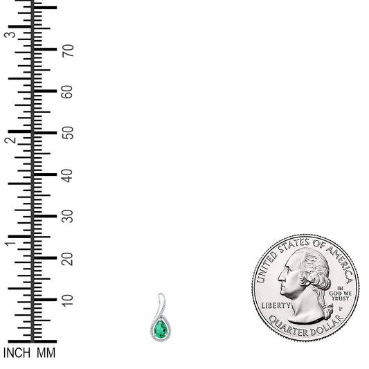 2.02 Ctw Natural Diamond Green Teardrop Pendant in Sterling Silver