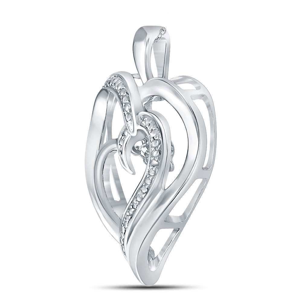 0.03 Ctw Natural Diamond Heart Pendant in Sterling Silver
