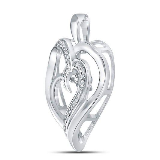 0.03 Ctw Natural Diamond Heart Pendant in Sterling Silver