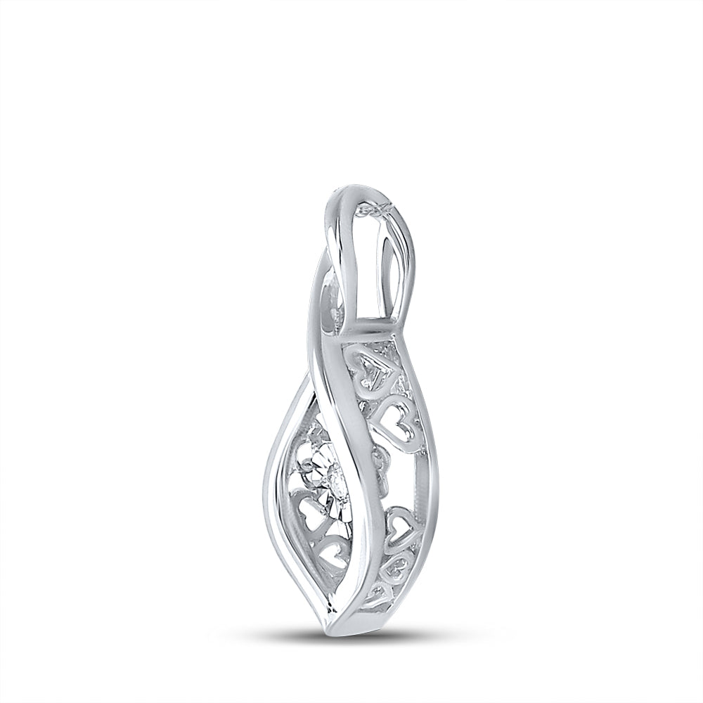 0.03 Ctw Natural Diamond Marquies Center Pendant in Sterling Silver