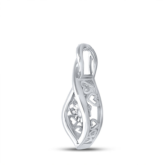 0.03 Ctw Natural Diamond Marquies Center Pendant in Sterling Silver