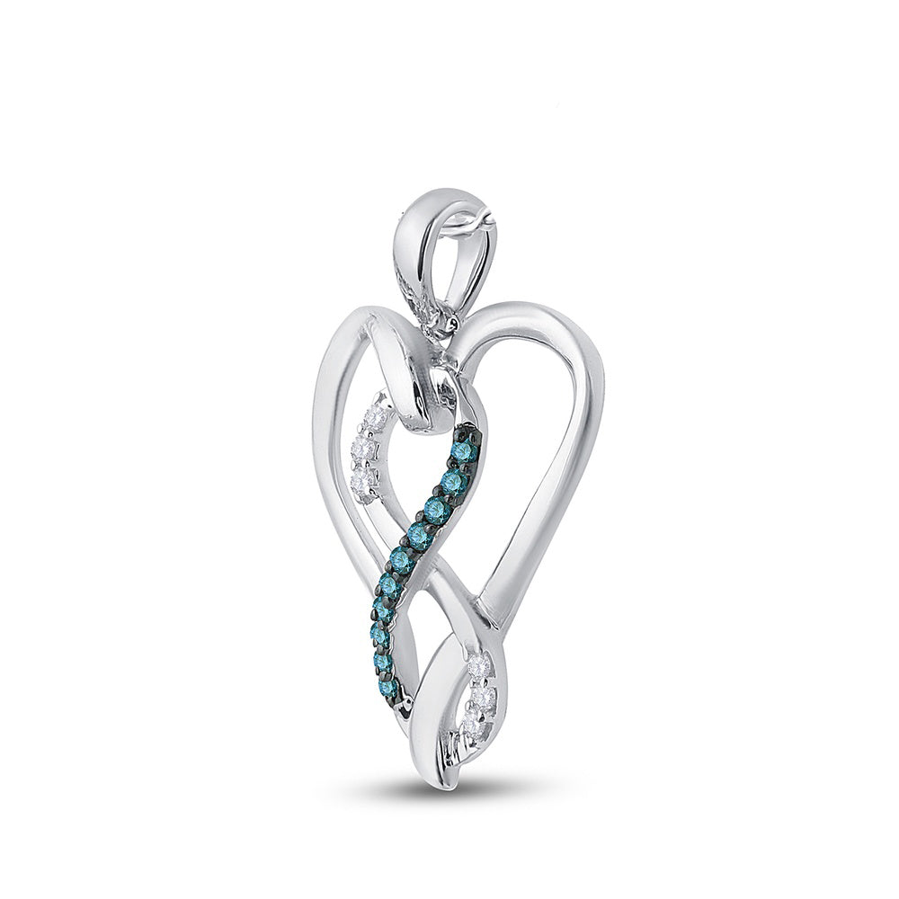 0.1 Ctw Natural Diamond Green Open Heart Infinity Pendant in Sterling Silver