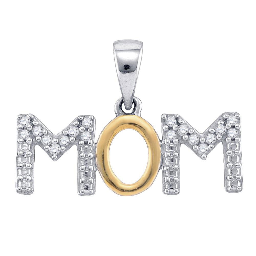 0.1 Ctw Natural Diamond Mom Mother's Day Gift Pendant in Sterling Silver