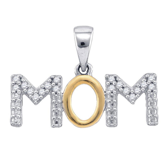 0.1 Ctw Natural Diamond Mom Mother's Day Gift Pendant in Sterling Silver