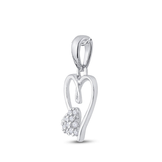 0.05 Ctw Natural Diamond Open Double Heart Pendant in Sterling Silver
