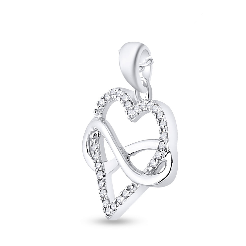 0.15 Ctw Natural Diamond Heart Infinity Pendant in Sterling Silver