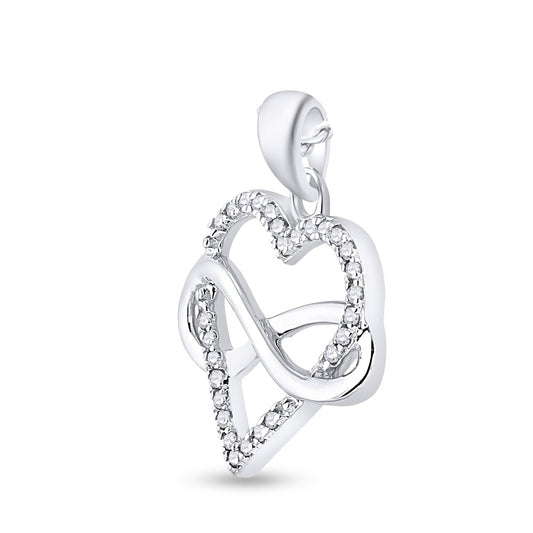 0.15 Ctw Natural Diamond Heart Infinity Pendant in Sterling Silver