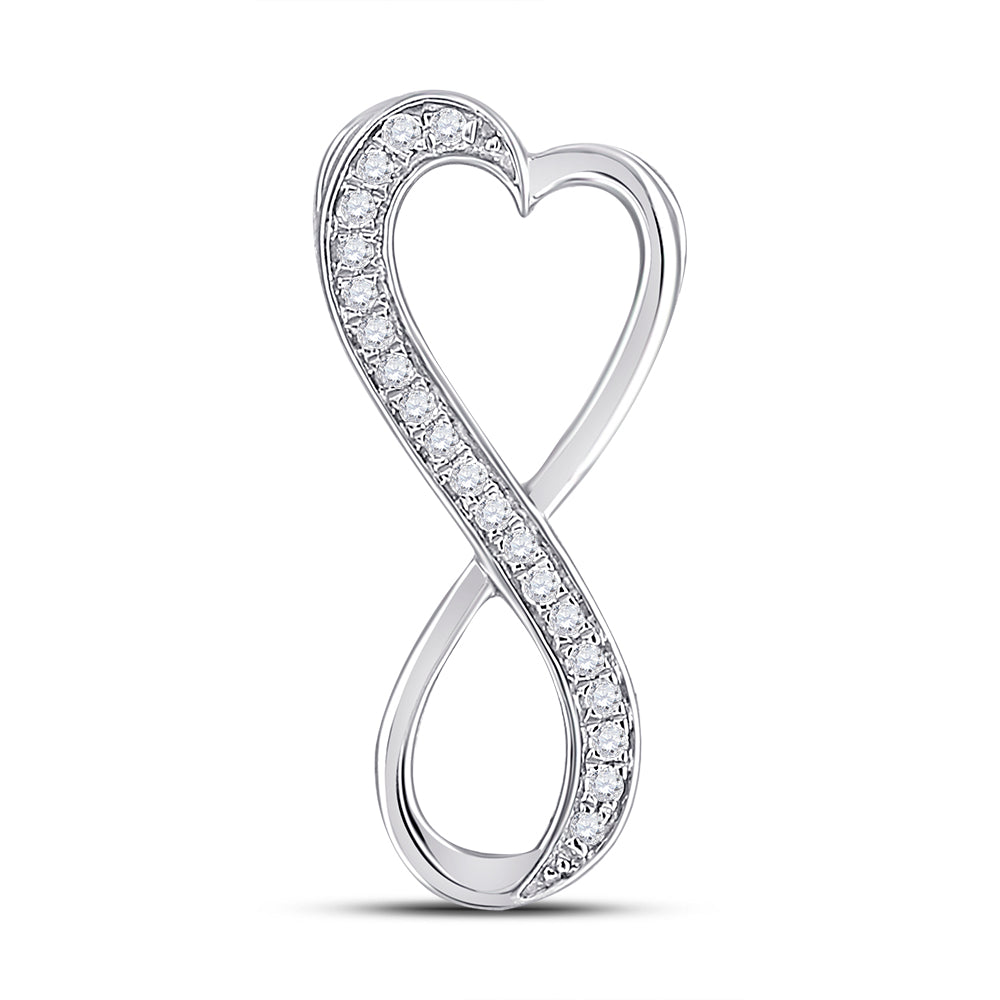 0.1 Ctw Natural Diamond Heart Inifinity Pendant in Sterling Silver