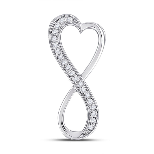 0.1 Ctw Natural Diamond Heart Inifinity Pendant in Sterling Silver