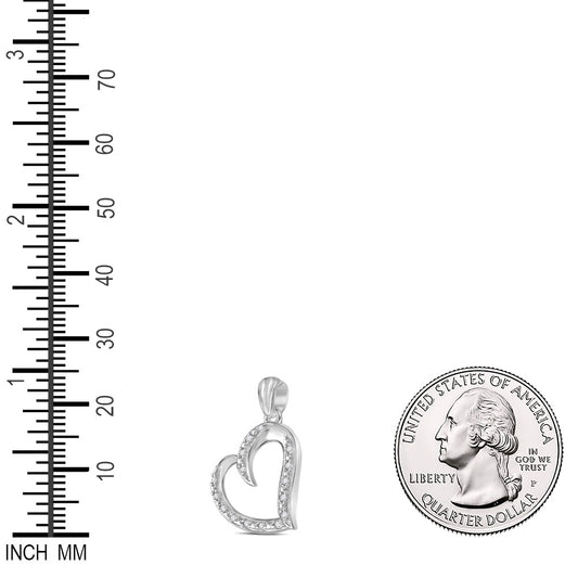 0.1 Ctw Natural Diamond Open Heart Pendant in Sterling Silver