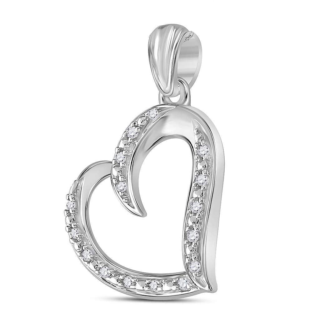 0.1 Ctw Natural Diamond Open Heart Pendant in Sterling Silver